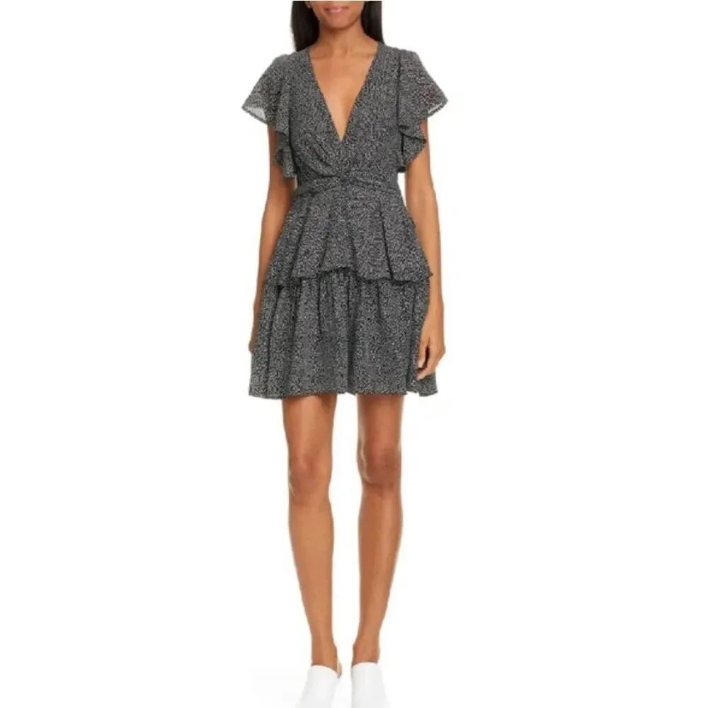 A.L.C polka dot Tiered silk mini dress size 2